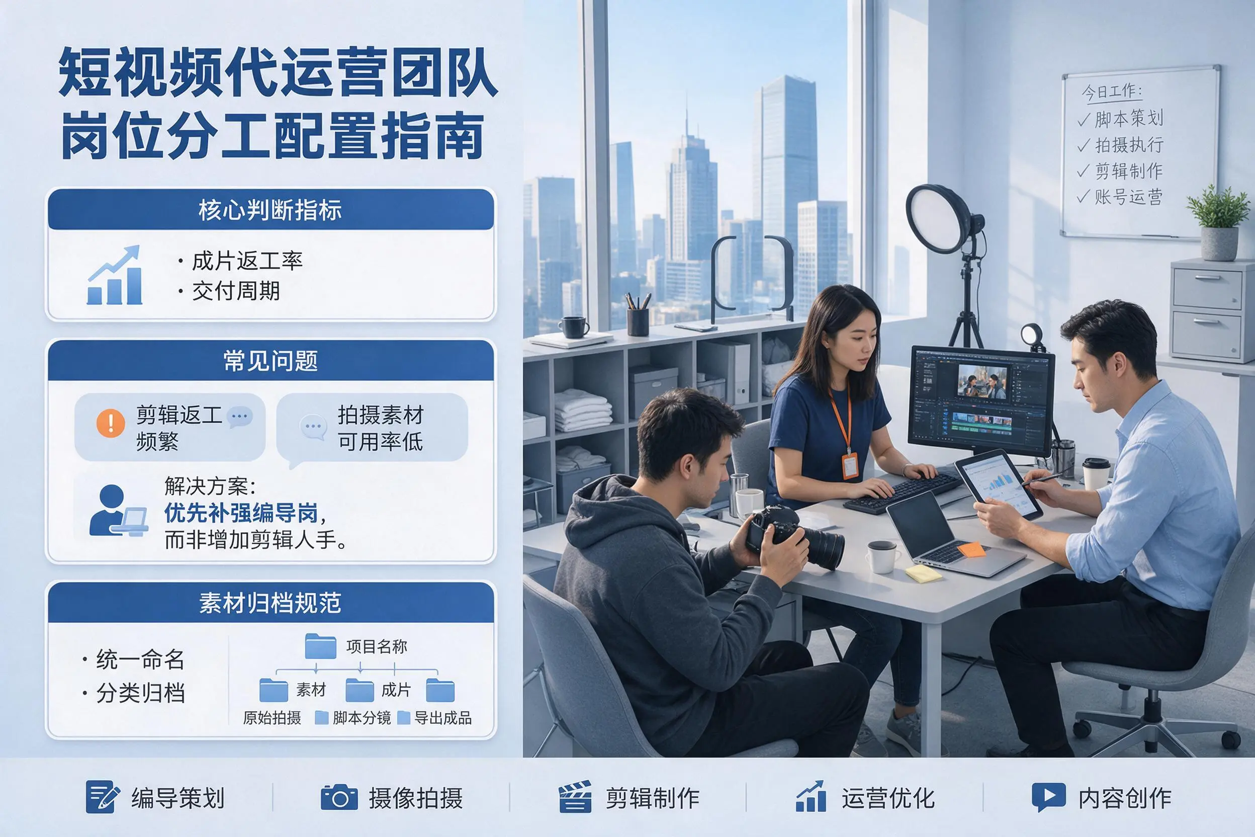 短视频代运营团队如何配置？滁州企业岗位分工科普说明