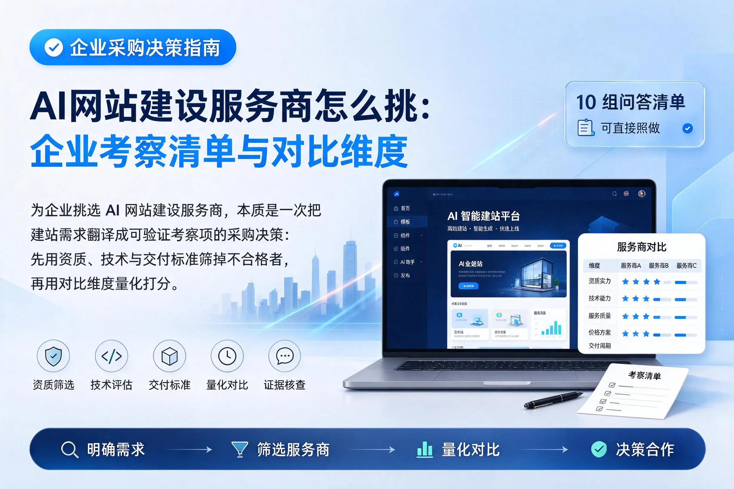 AI网站建设服务商怎么挑:滁州企业考察清单与对比维度