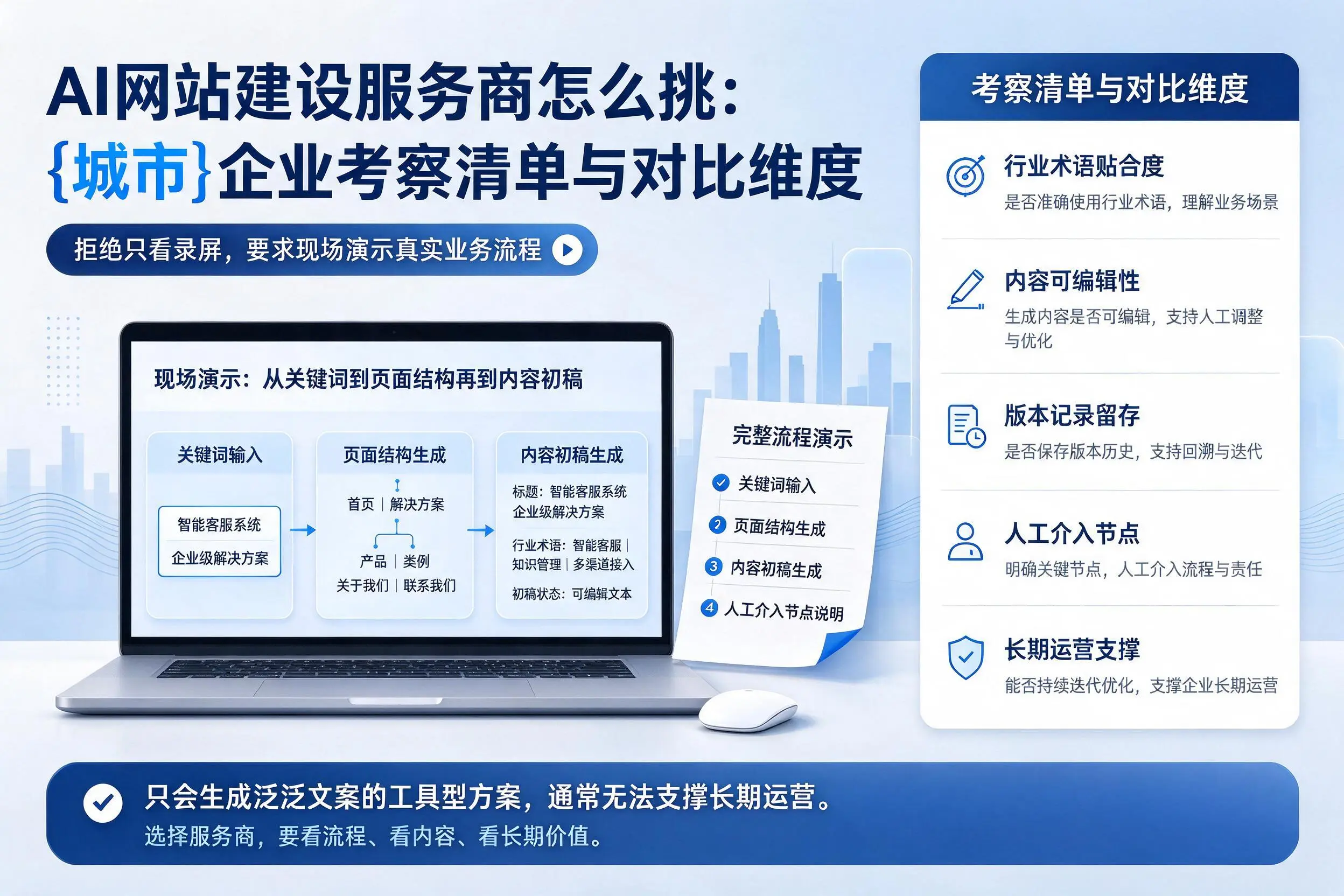 AI网站建设服务商怎么挑:滁州企业考察清单与对比维度