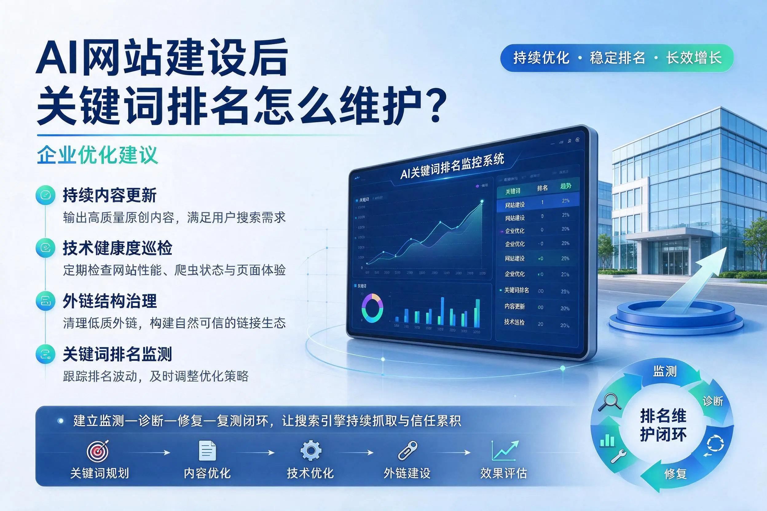 AI网站建设后关键词排名怎么维护？滁州企业优化建议